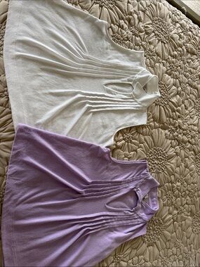 LOFT Sleeveless Pleated Tank - White & Lavender Lot of 2